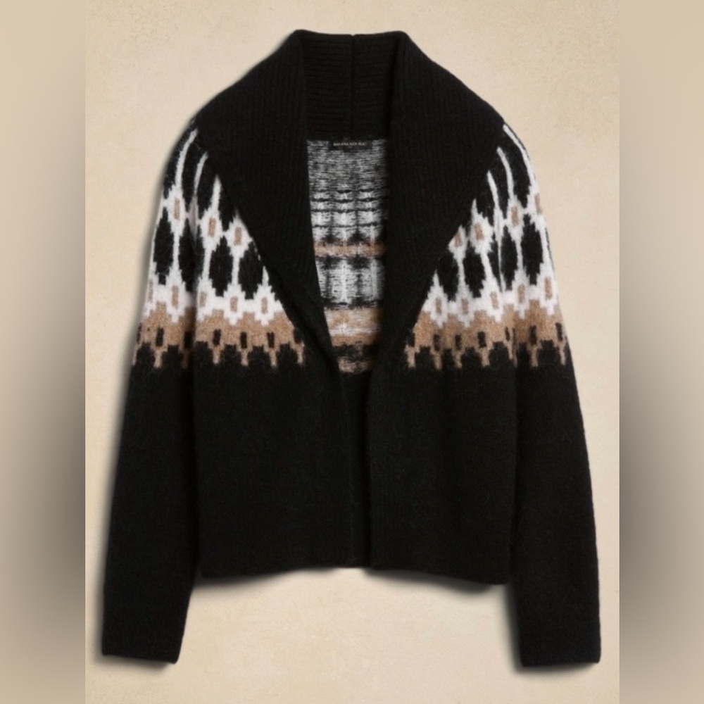 Banana Republic alpaca blend Nordic Black & Brown  Cardigan sweater medium